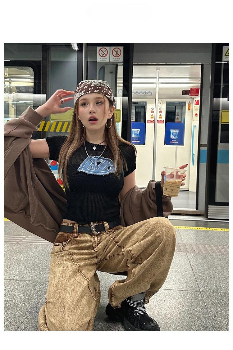 Vintage y2k millennial hottie headscarf female personality trend hip hop street dance square scarf popular accessories