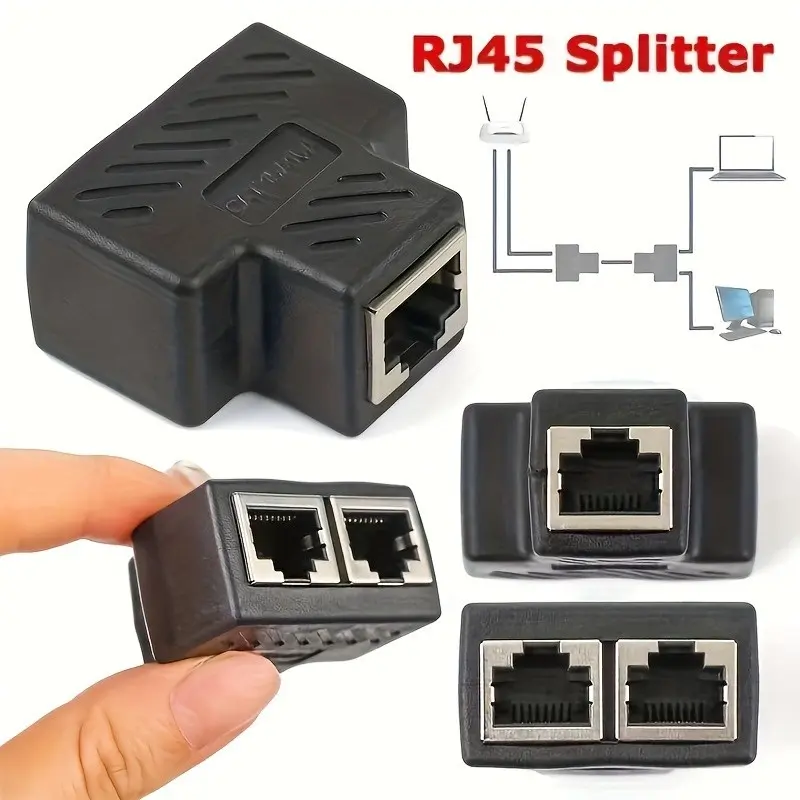 Network Splitter, Ethernet Cable Divider, Three-Way Network Adapter, One-To-Two Connector, Essential Networking Gear