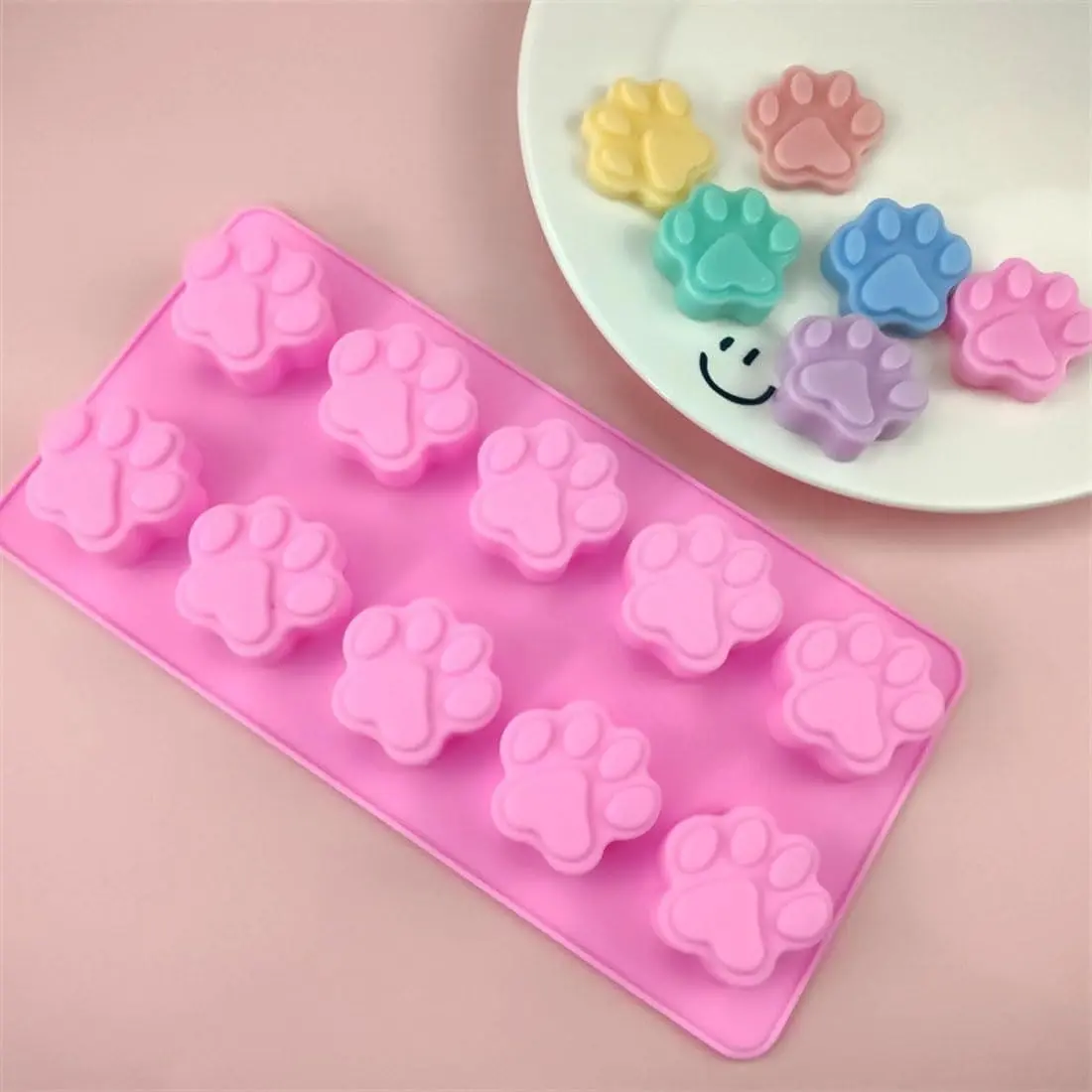 10-Piece Cat Paw Silicone Mold Set, Fun DIY Baking Tool, Bakery Molds, Ideal for Candy, Chocolate, Pudding, Scented Wax, Cake Making