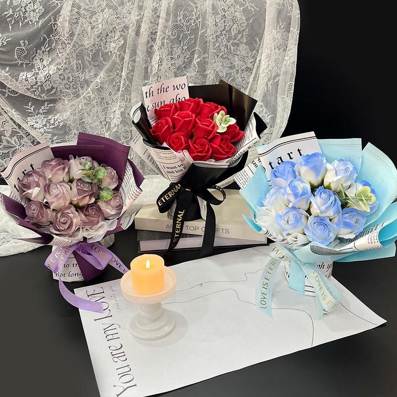 Artificial Rose Flower Bouquet, Artificial Roses Bouquet, Artificial Flower Arrangements, Wedding Bouquet, Gifts for Girlfriend, Teacher Gifts, Graduation Gifts, Home Decor