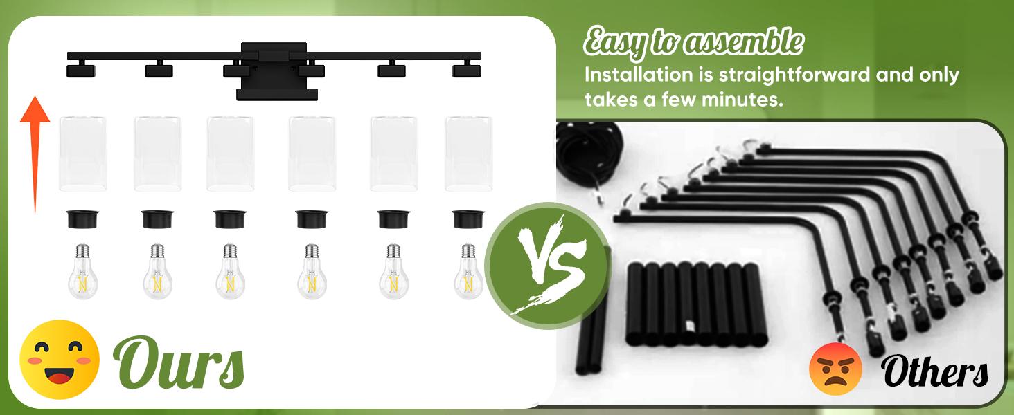 6-Light Bathroom Light Fixtures, Modern Black Vanity Light, Bathroom Lighting Fixtures Over Mirror, Matte Black Bathroom Wall Lamp, Wall Lights for Living Room Bedroom Hallway