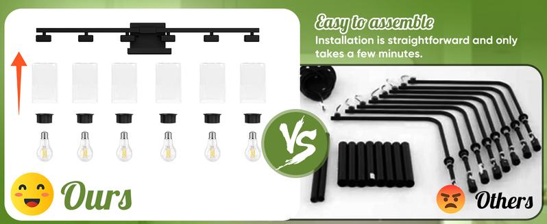 6-Light Bathroom Light Fixtures, Modern Black Vanity Light, Bathroom Lighting Fixtures Over Mirror, Matte Black Bathroom Wall Lamp, Wall Lights for Living Room Bedroom Hallway