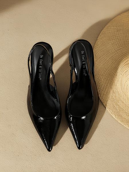 Elegant Women's Pointed Toe High Heels, Sexy Patent Leather Slip-On Shoes, All Season Fashionable Thin Sole Footwear