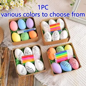 2026 DIY Egg Painting Craft Kit – Set of 6 Colorable Plastic Eggs with Crayons, Fun Family Art Activity for Halloween, Christmas, Birthday Parties & Classroom Projects, Creative Gift for Kids, Party Supplies & Holiday Decorations