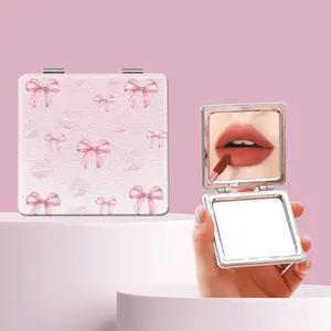 Millennium Y2K Style Lip Bow Makeup Mirror, Portable Foldable Mini Handheld Mirror, Perfect Gift for All Holidays and Occasions