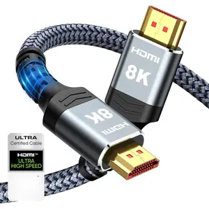 8K 10K 4K HDMI Cable 48Gbps 6.6FT/2M, Certified Ultra High Speed 2.1 HDMI Cable Braided Cord-4K@120Hz 8K@60Hz, DTS:X, HDCP 2.2 & 2.3, HDR 10  with Roku TV/PS5/HDTV/Blu-ray