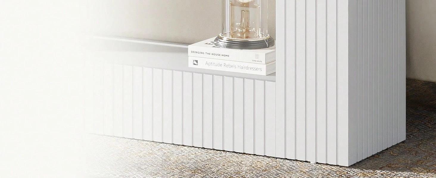 Modern Console Table, 55-Inch Wood Entryway Table With Storage, Narrow Long Sofa Table Behind Couch Table For Living Room, Foyer, Hallway, White