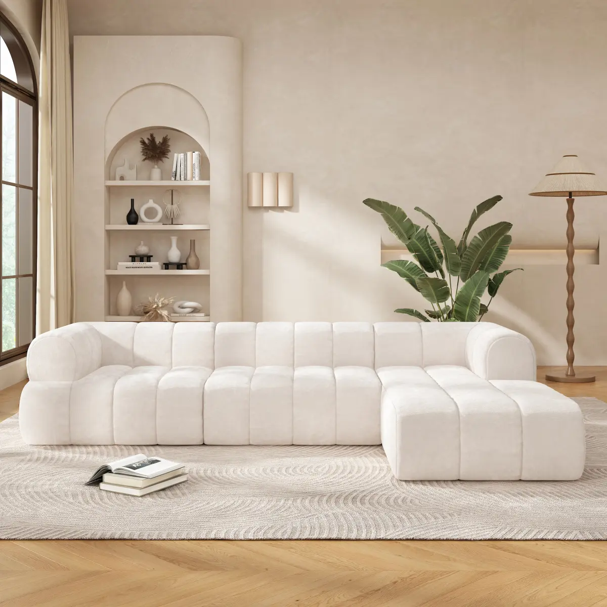 122" Modern L-Shaped Sectional Sofa with High-Density Fully Compressed Sponge and Chaise Lounge, 2-Piece Set, Fully Assembled Right Hand Facing, Perfect for Living Room, Lounge