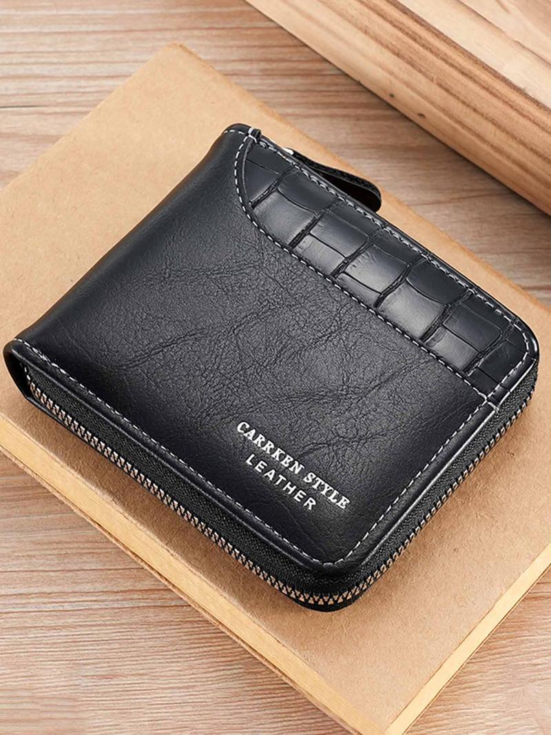 Leather Men’s Wallet Luxury Mens Purse Male Zipper Card Holders with Coin Pocket  Wallets Gifts for Men Money Bag