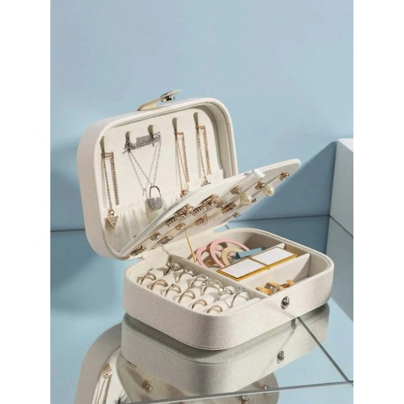 Portable Jewelry Storage Box, Anti-Oxidation Multi-Functional Ring Case, Scratch-Resistant Display Box, Travel Essential Gift