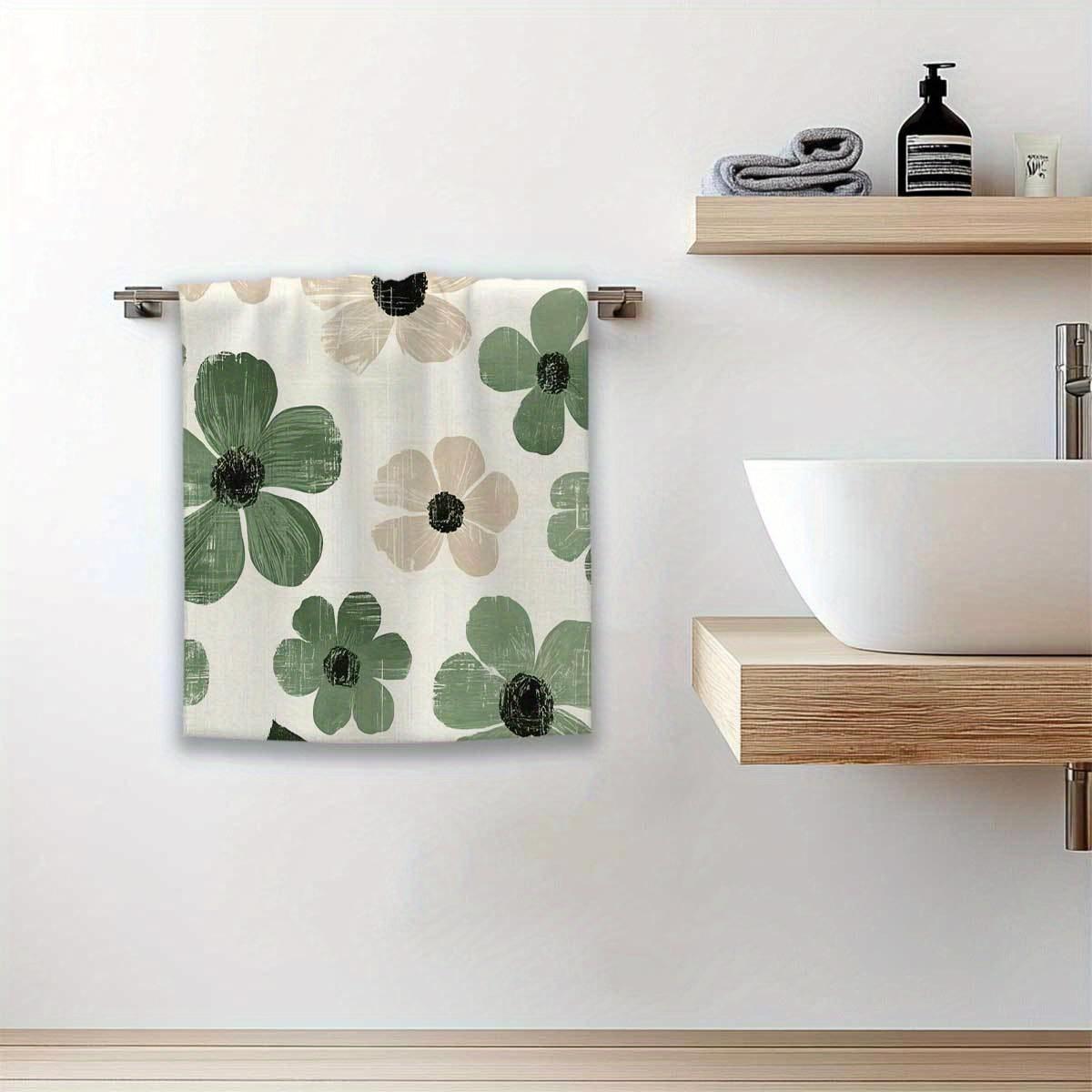 2pcs 23.6x15.7 In Sage Green Floral Farmhouse Kitchen Towels Reusable Dishcloths For Cooking Baking Cleaning Drying - Decorative Hand Towels For Home Bathroom Housewarming Gifts