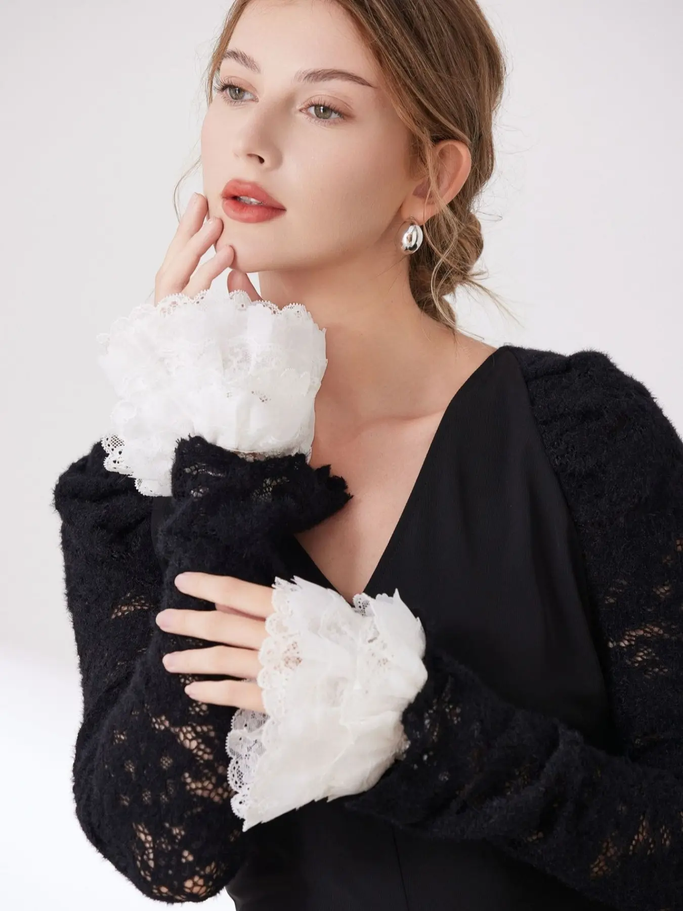 Sweet Multi-Layer Lace False Sleeve, Lolita Ruffle Sleeve Cover, Versatile Knit Shirt Accessory, Decorative Bell Sleeve