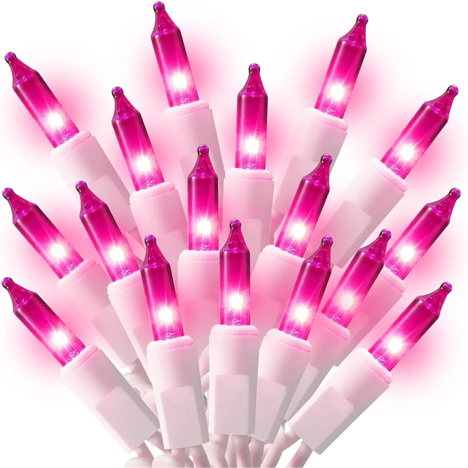 100 Count Mini Pink String Lights, 21ft Incandescent Christmas Tree Lights, UL Certified Indoor Outdoor Pink Fairy for Room, Valentine's Day, Porch, Weddings,Christmas Decor