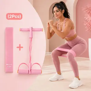 2pcs Full Body Resistance Training Bands Set, Fitness Training Band, Upgrade Pedal Resistant Rope, 5-Level Elastic Stretch Bands, Ideal for Home Gym, Yoga, Pilates