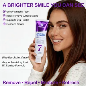 DrWhiten Purple Whitening Toothpaste, Upgraded Purple Power Advanced Whitening Toothpaste Formula, 7 Probiotic Strains, Peroxide-Free Mint Grape Flavor, Long-Lasting Fresh Breath, Daily Oral Care #summervibes