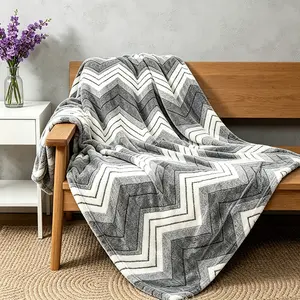 Minimalist Herringbone Plush Blanket, Single/dual Size, Soft Nap Throw, Bedroom Decor, Office Rest Mat, Portable