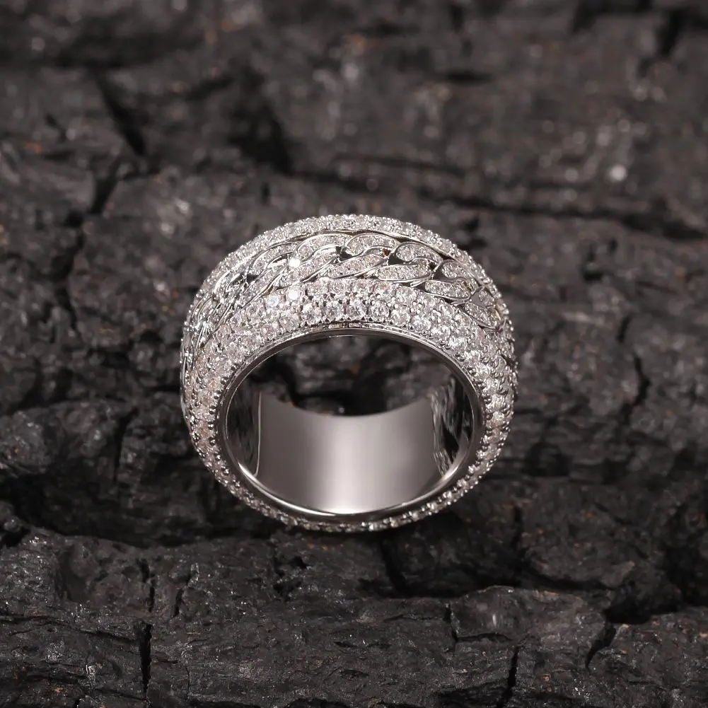 Adult's Real Gold-Plated Rotatable Cuban Ring - Exquisite Trendy, Geometric Design, High-Setting Iced Out Micro-Set Zircon, Hip Hop Style (Sizes 3-87), Exquisite Trendy Ring, Geometric Design Ring men's jewelry trendy costume jewelry