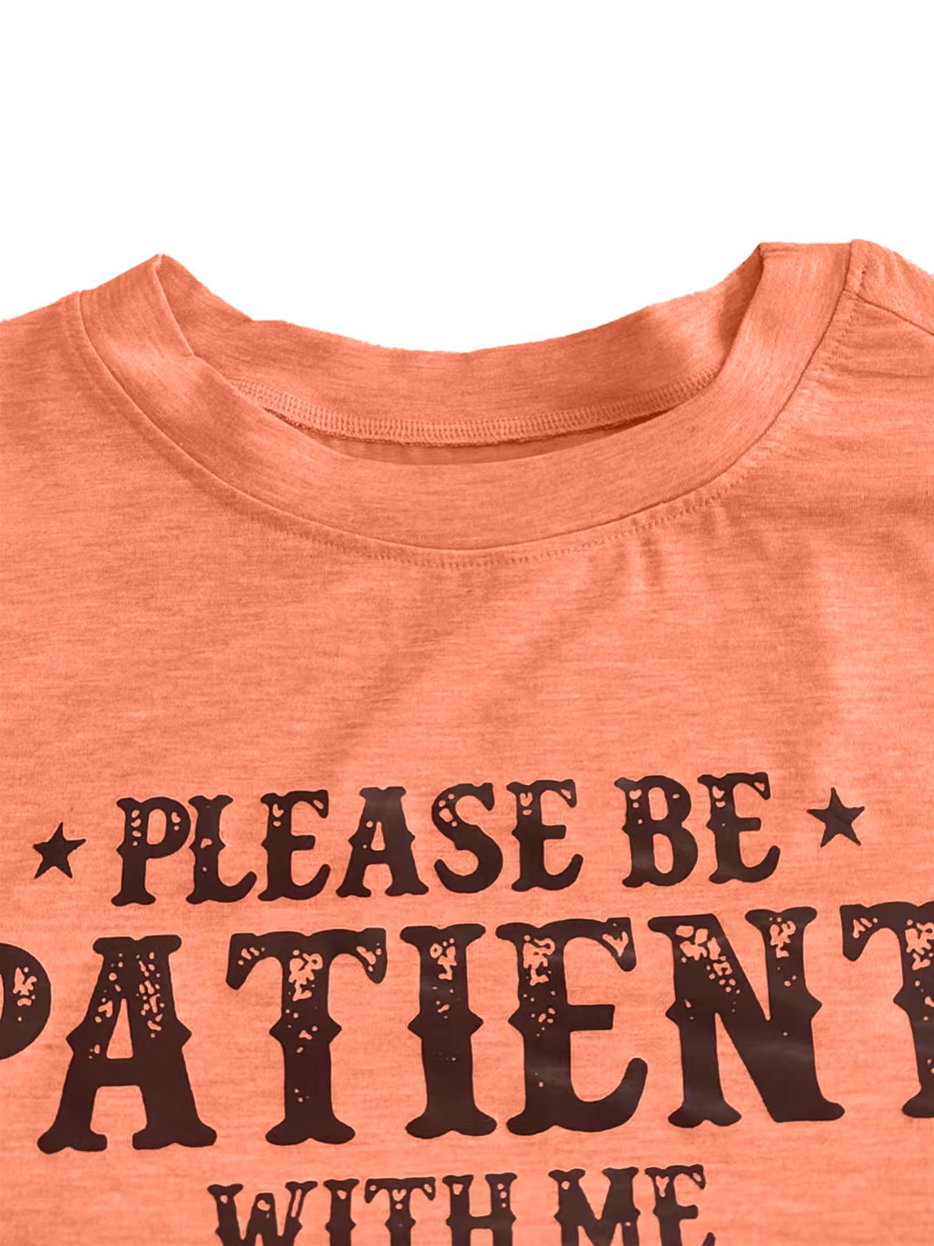 【Plus Size】 Letter Print Round Neck Tee, Casual Short Sleeve T-shirt for Summer, Women's Clothing for Daily Wear, Womenswear