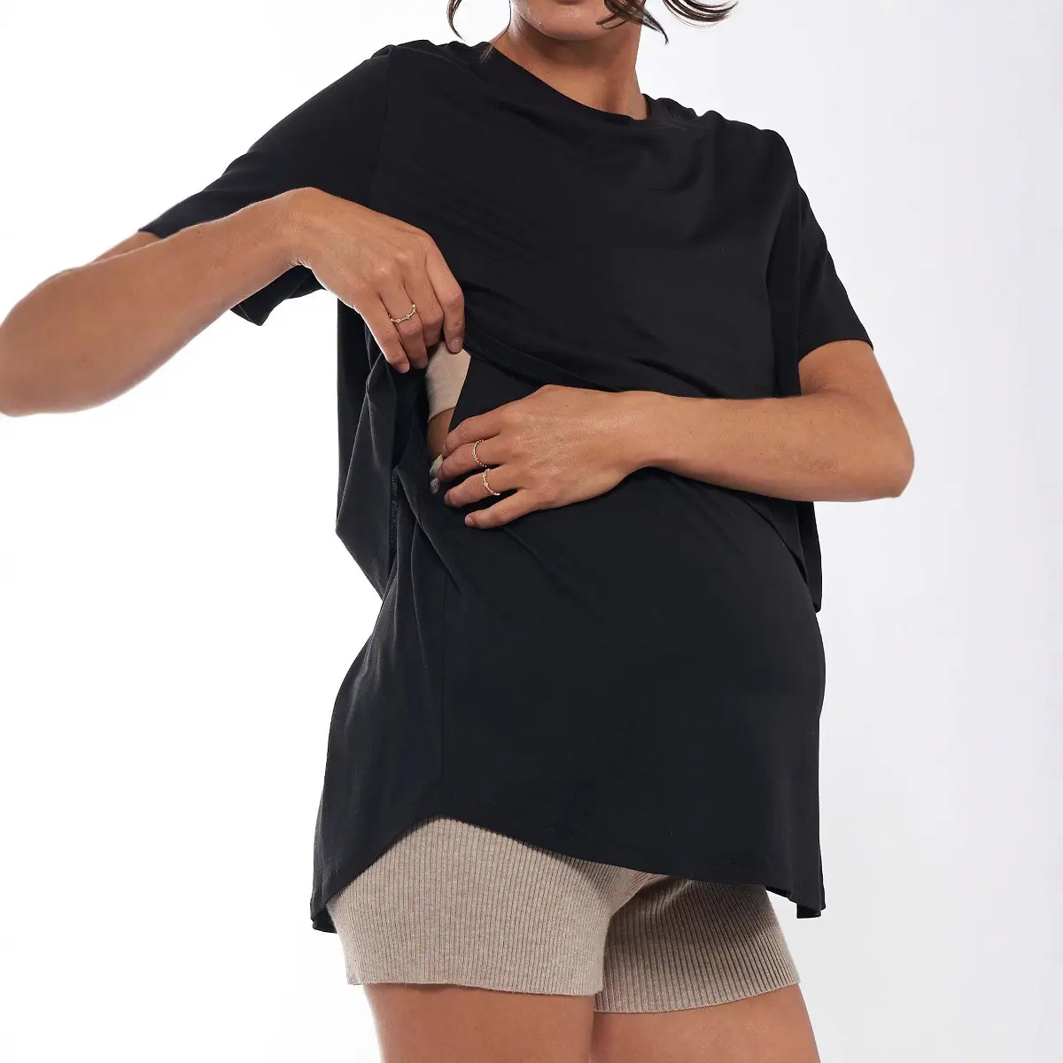 YesFashion Women's Pregnancy & Nursing Dress - Soft Stretch Casual Loose Fit, Round Neck, Breathable Summer Outdoor Everyday Elegant Outfit with Breastfeeding Access  BYL