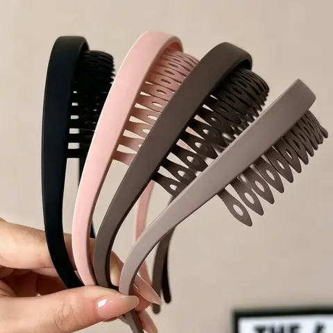 4pcs Matte Textured Anti-Slip Hair Bands for Women Simple High-End Versatile Daily Use Ideal for Washing Makeup Commute and Loose Hair Management Plastic Headbands