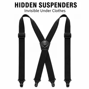 Invisible Suspenders Under Clothes for Men & Women – Adjustable 1.48” Elastic Suspender Straps, Comfortable No Waist Tightness Pants Support