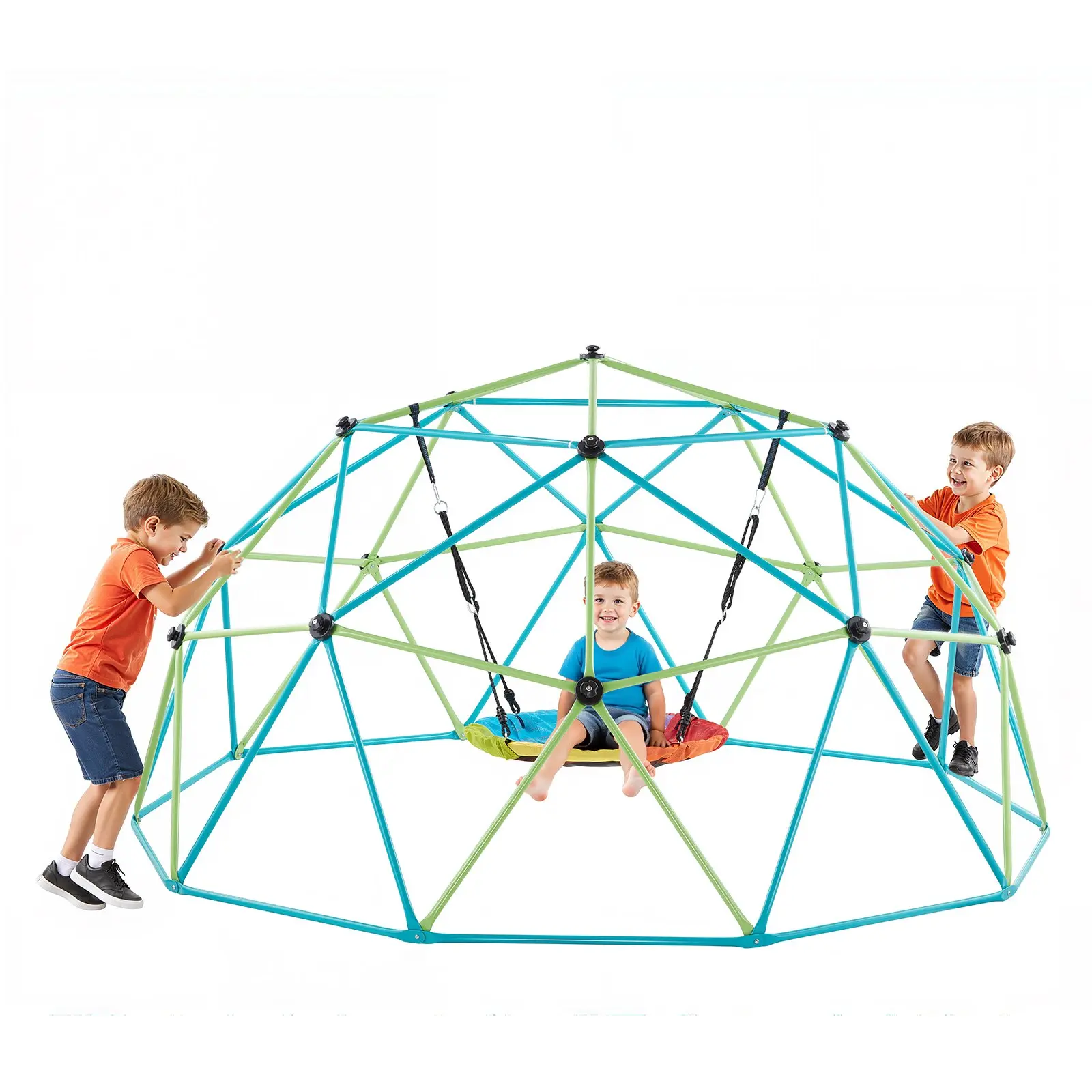 【DealsForYouDays】VEVOR Climbing Dome, 10FT Geometric Dome Climber with Saucer Swing, 1000LBS Loading Kid's Jungle Gym Playground, Easy-Assembly Outdoor Backyard Climbing Equipment for Boys Girls 3 to 10 Years Old
