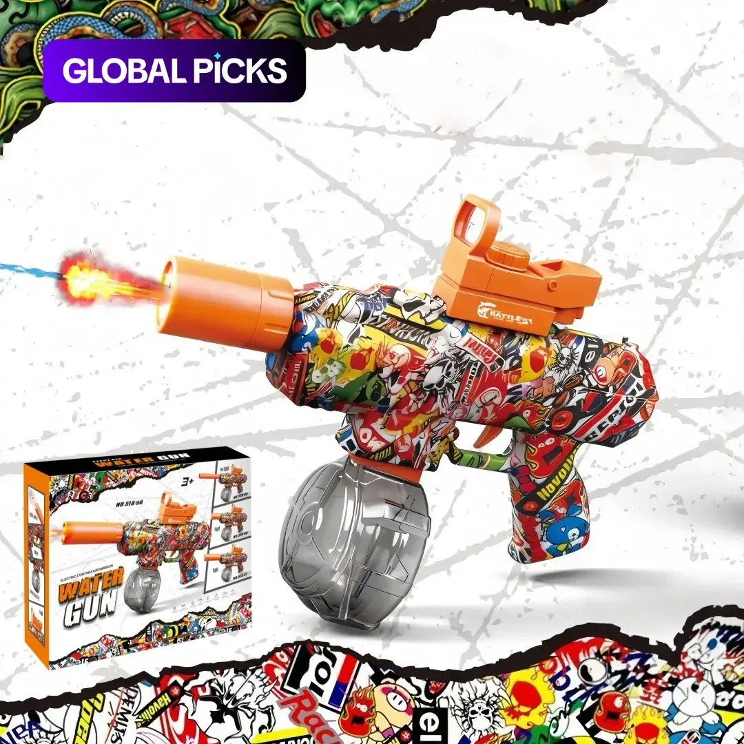 Graffiti Electric Water Gun for Kids, Automatic Continuous Fire Water Blaster with Large Capacity Drum Magazine, Long Range Squirt Gun Toy for Summer Outdoor Pool Beach Water Battle, Boys & Adults, Outdoor Water Soaker