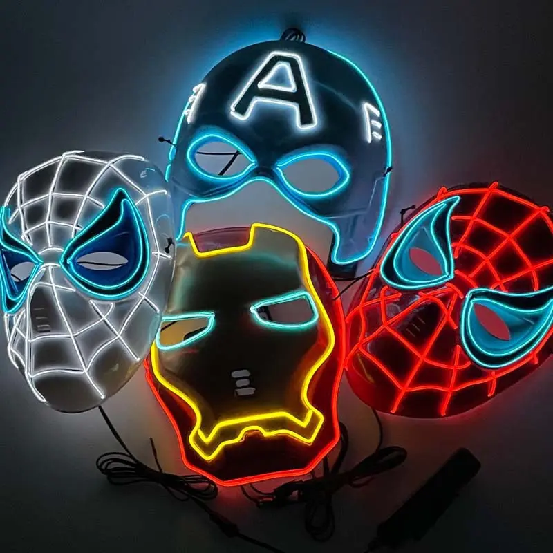 Custom LED Light Up Mask - Comfortable, Lightweight Plastic Face Accessory with Multiple Glowing Knight Styles for Halloween Cosplay Prop