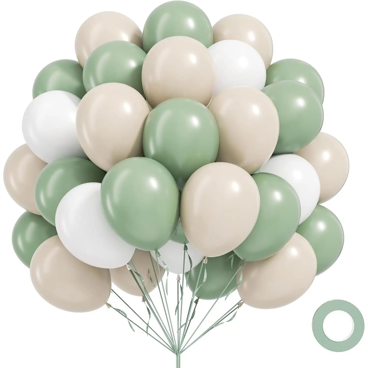 60 count Sage Green Balloons 12inch, Neutral Balloons with Sage Green Sand White Balloon for Boho Wedding Bridal  Shower Birthday Party Decorations