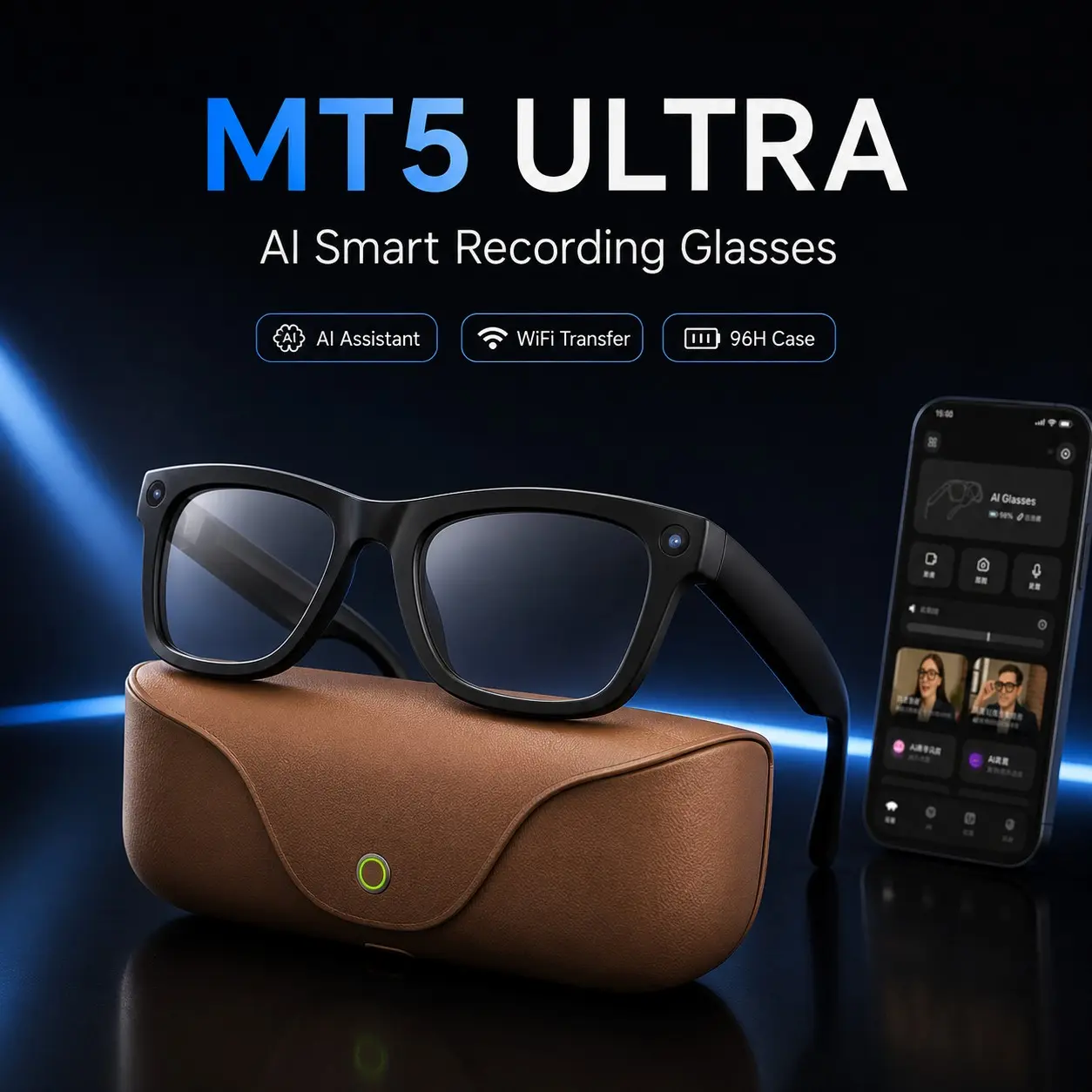 High Resolution Photo Video Smart Sunglasses, Smart Glass Eyewear, Multi-Function Audio Sunglasses, Modern Wearable Smart Glasses Camera, Smart Translation Glasses Ai Translator, 8MP Camera 3280×2464 Photo Shots, Vivid HD Video Recording Footage