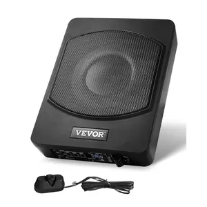 VEVOR 10" 240W Underseat Car Subwoofer, Slim Powered Car Subwoofers Under the Seat, Low Profile Audio Sub Built-in Amplifier, High/Low Level Input Volume Controller for SUVs, Car, Truck, RV
