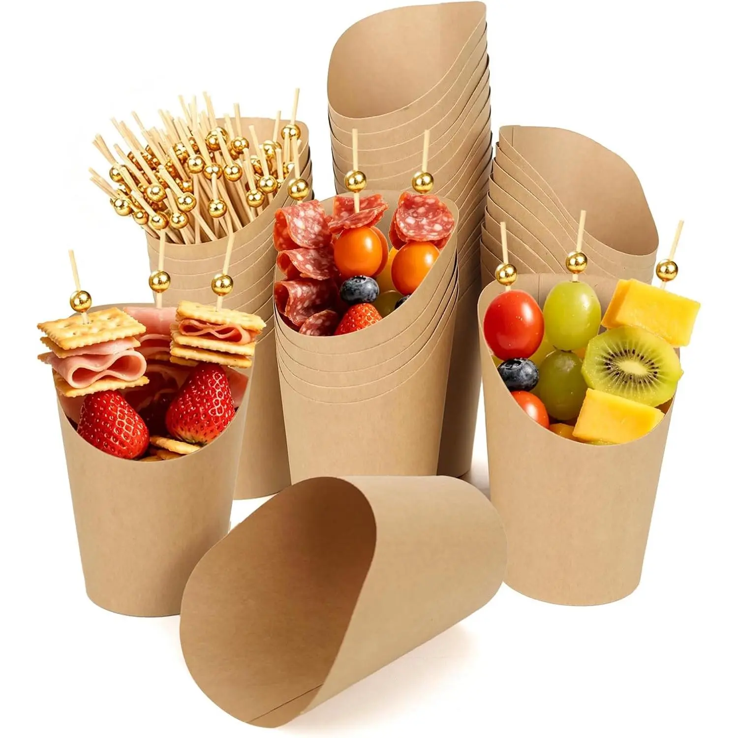 Charcuterie Cups with 100  Sticks - 50 count 12 Oz Paper Charcuterie Cups with Sticks for Parties, Showers, and Catering Setups