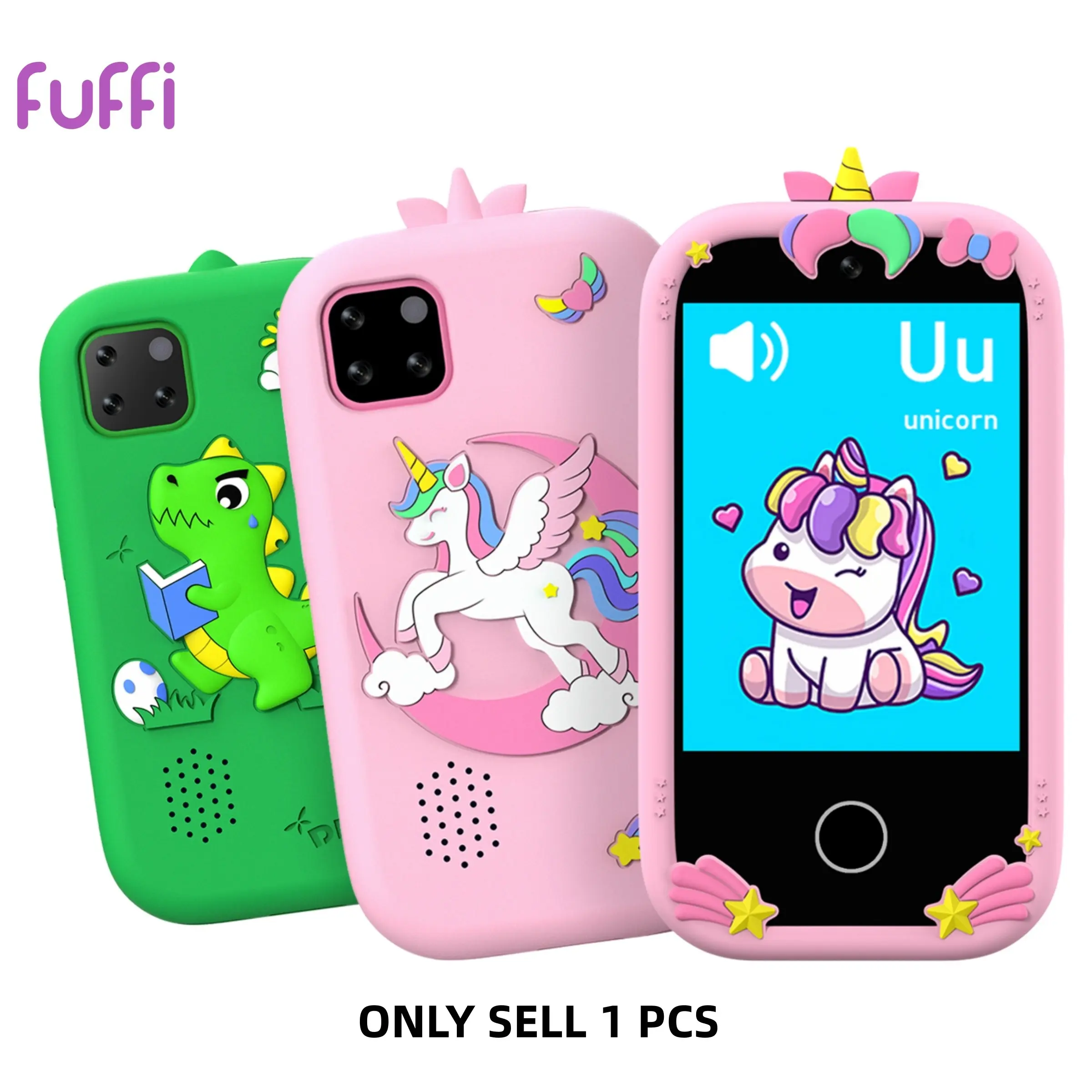 Fuffi Cute Dinosaur/pegasus Kids Phone, 2.8 Inch, 300k Pixels, 600mah Battery, Flashlight, Camera, Video, Learning, Game, Educational Toy Phone