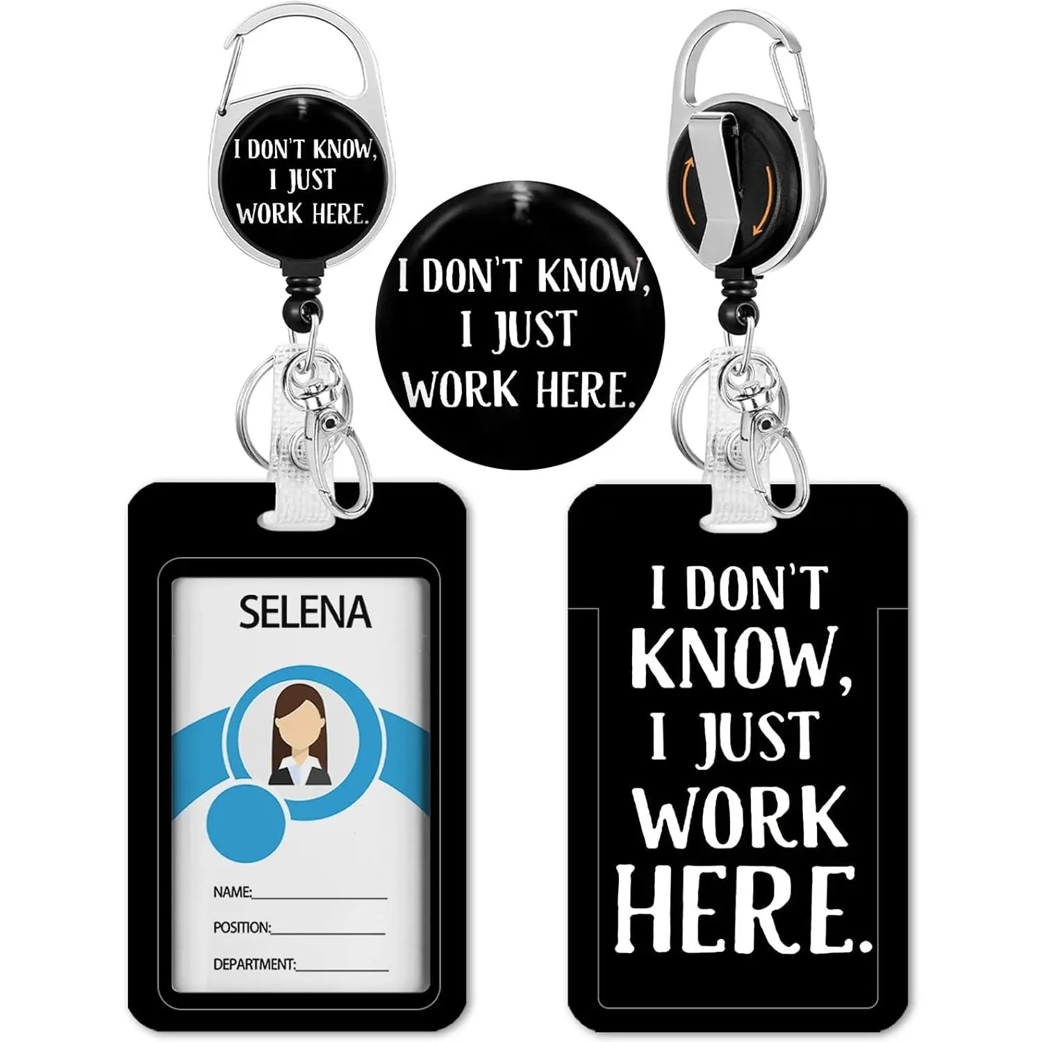Retractable Badge Holder with Vertical Name Tag Clip, Sturdy Plastic Body, Retractable Strap, Adult-Size Office Supplies for Nurses, Business-Focused ID Card Accessory