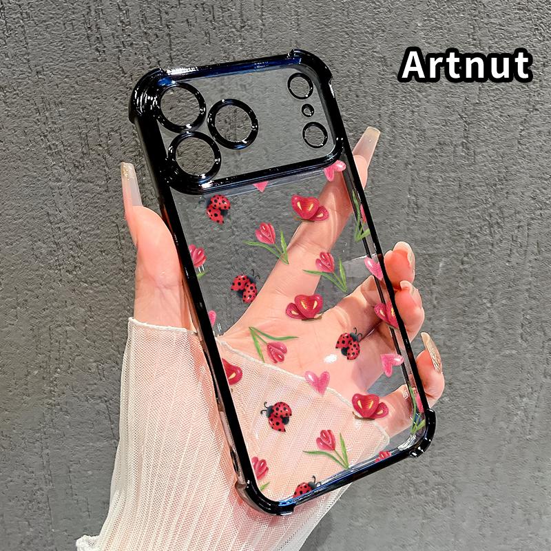 Cute Ladybug Pattern Anti-drop Phone Case for iPhone 17 Air 16E 15 Pro Max 14 Plus 13 12 Promax 11 Durable Total Protective Shockproof Transparent Cover Casing