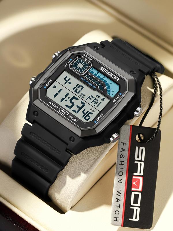 Men's Sporty Digital Watch, Fashion Digital Watch with Luminous Dial & Alarm Function, Waterproof Watch with Digital Display for Men, Fashionable Waterproof Watch