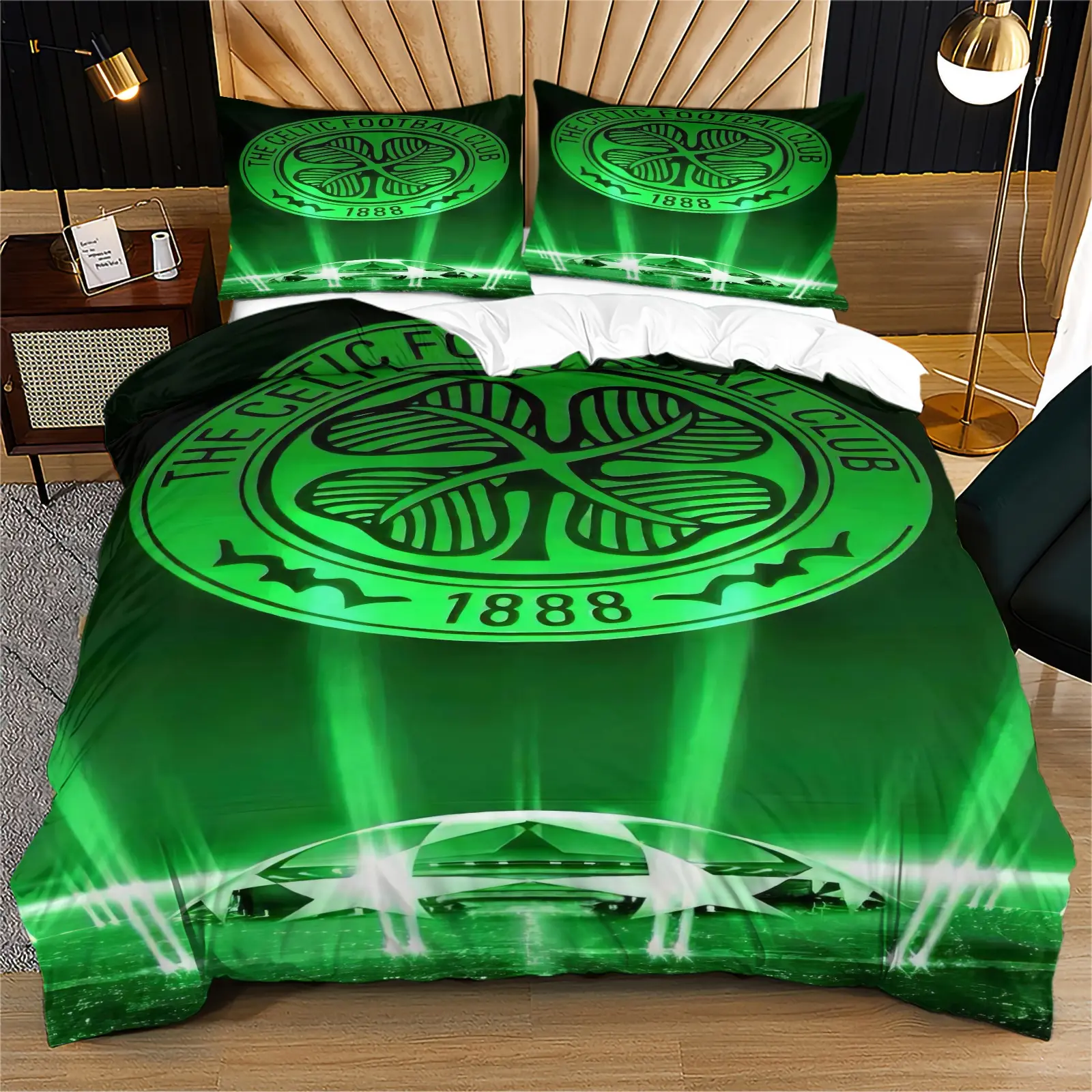 Four-Leaf Clover Print Quilt Cover Set, Background Bedding, Soft Comfortable Sheets, for Kids & Adults, Bedroom, Guest Room