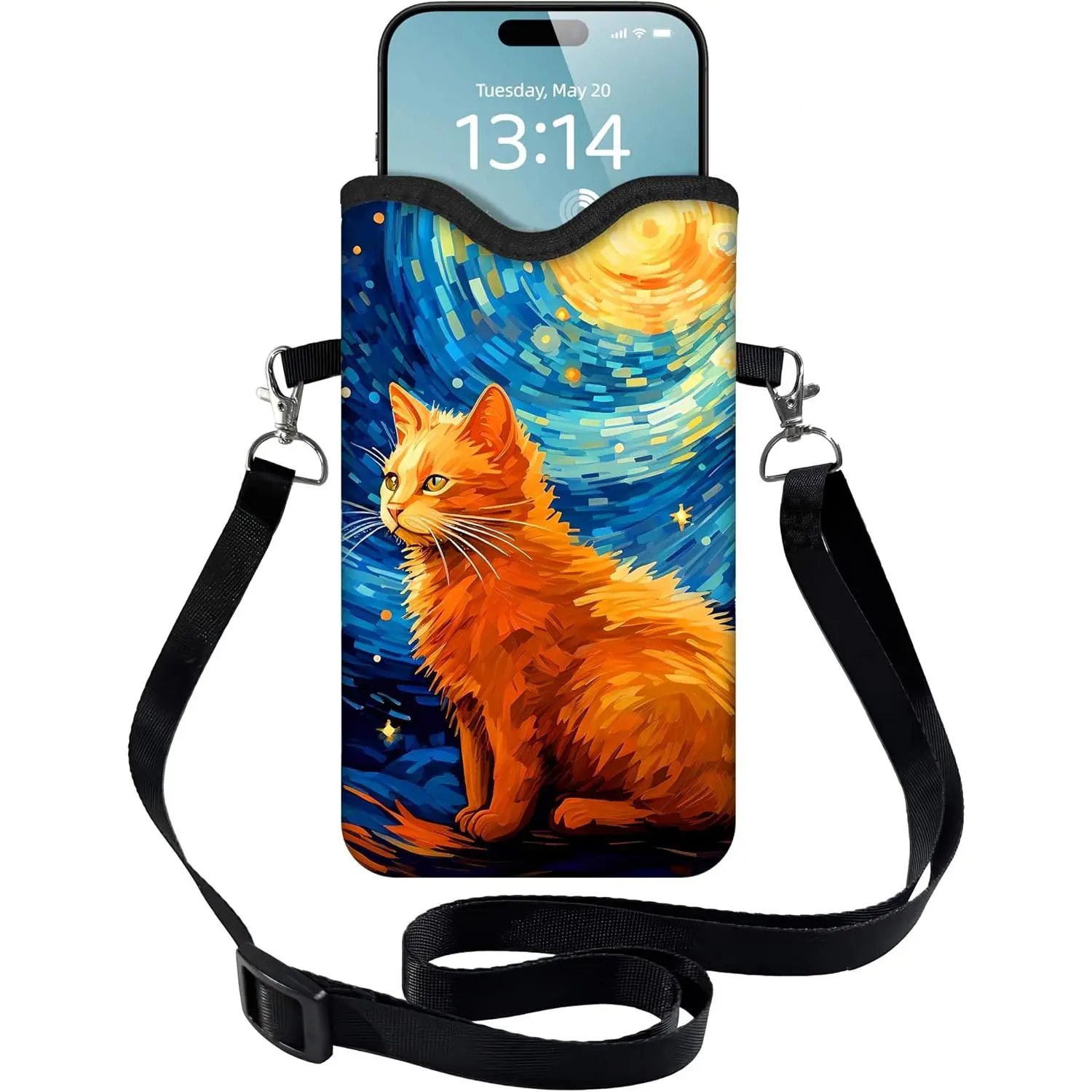 Metal Compact Durable Cell Phone Sleeve with Adjustable Strap - Cloth Protective Case, EMF Protection, 9.21x5.35 Inches Gray (Compatible with Most Standard Smartphones), Accessories