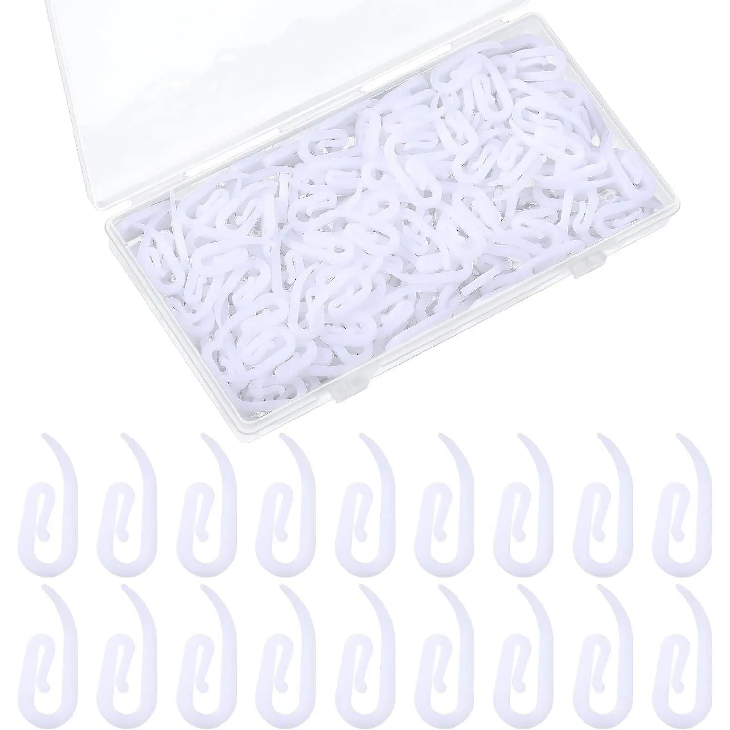 300 Pcs White Plastic Curtain Hooks for Drapes Window Pinch Pleat Track Hooks for Channel Track Door Shower Curtain