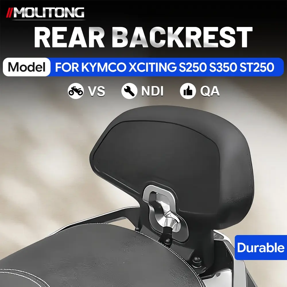 For KYMCO Xciting S250 / Xciting S350 Motorcycle Rear Passenger Backrest High Elastic Foam Waterproof Wear-resistant PU Leather Waist Support Cushion Relieve Long Ride Fatigue For Mid-large Scooter Two-person Commuter Riders