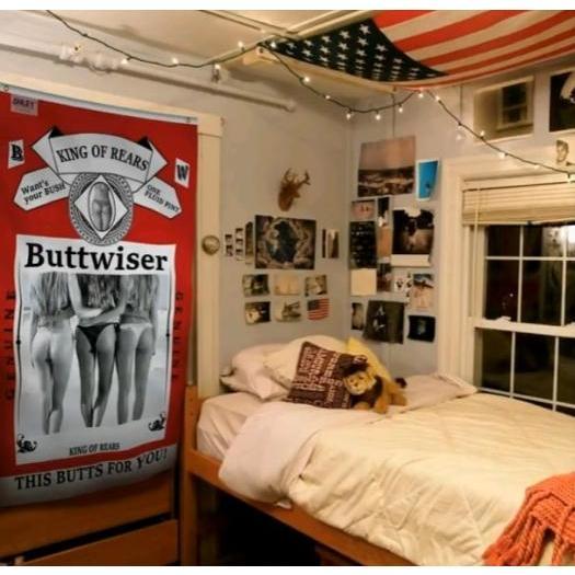 Buttwiser King of the Rears Flag 3x5 Feet College Funny Dorm Banner   Vivid Color & Fade proof Double Stitched Polyester with Brass Grommets