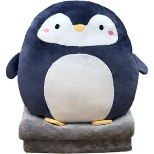 Penguin Stuffed Animal 16 Inch, Blanket in Cute Plush Pillow, Girls Boys Gifts for Birthday Christmas, Travel