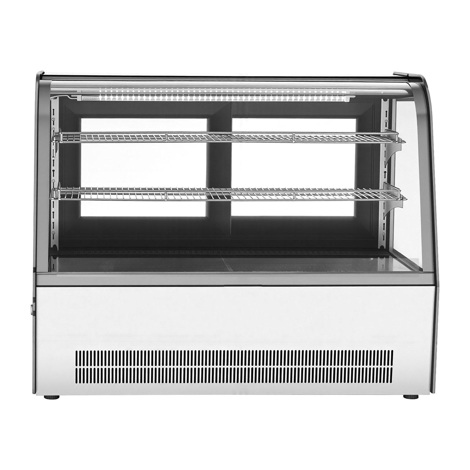 VEVOR Refrigerated Display Case, 5 Cu.Ft./145L Countertop Pastry Display Case, 2-Tier Commercial Cake Refrigerator with LED Lighting, TURBO Cooling, Frost-Free Air-Cooling, for Bakery, Dessert Shop