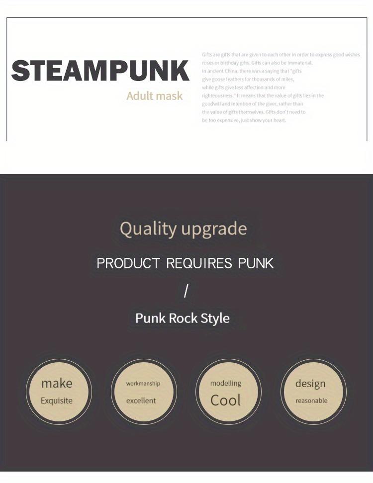 Cyberpunk and Steampunk Style Adult Faux Leather Mask with Gold Chain - Fashionable, Avant-garde Halloween Party Accessory, Adjustable Shoulder Strap, Design Options, Halloween Costume