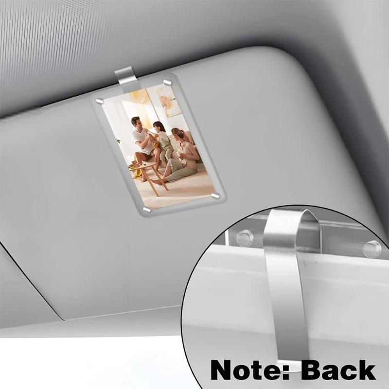 Acrylic Car Photo Clip Clear Frame Clip Horizontal Vertical Sun Visor Photo Holder For Photo Display and Car Interior Decoration