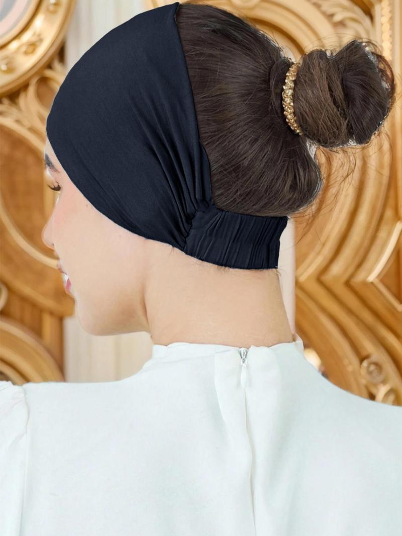 Women's Solid Color Ruched Instant Hijab, Casual Soft Comfortable Instant Hijab for Daily Wear, Modest Hijab, Fashion Accessories for Women & Girls