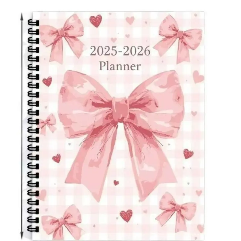 Cute Bow Planner, 100 Pages Coquette Style Organizer, Ideal for Schedules & Goals, Perfect Gift for Organized Individuals