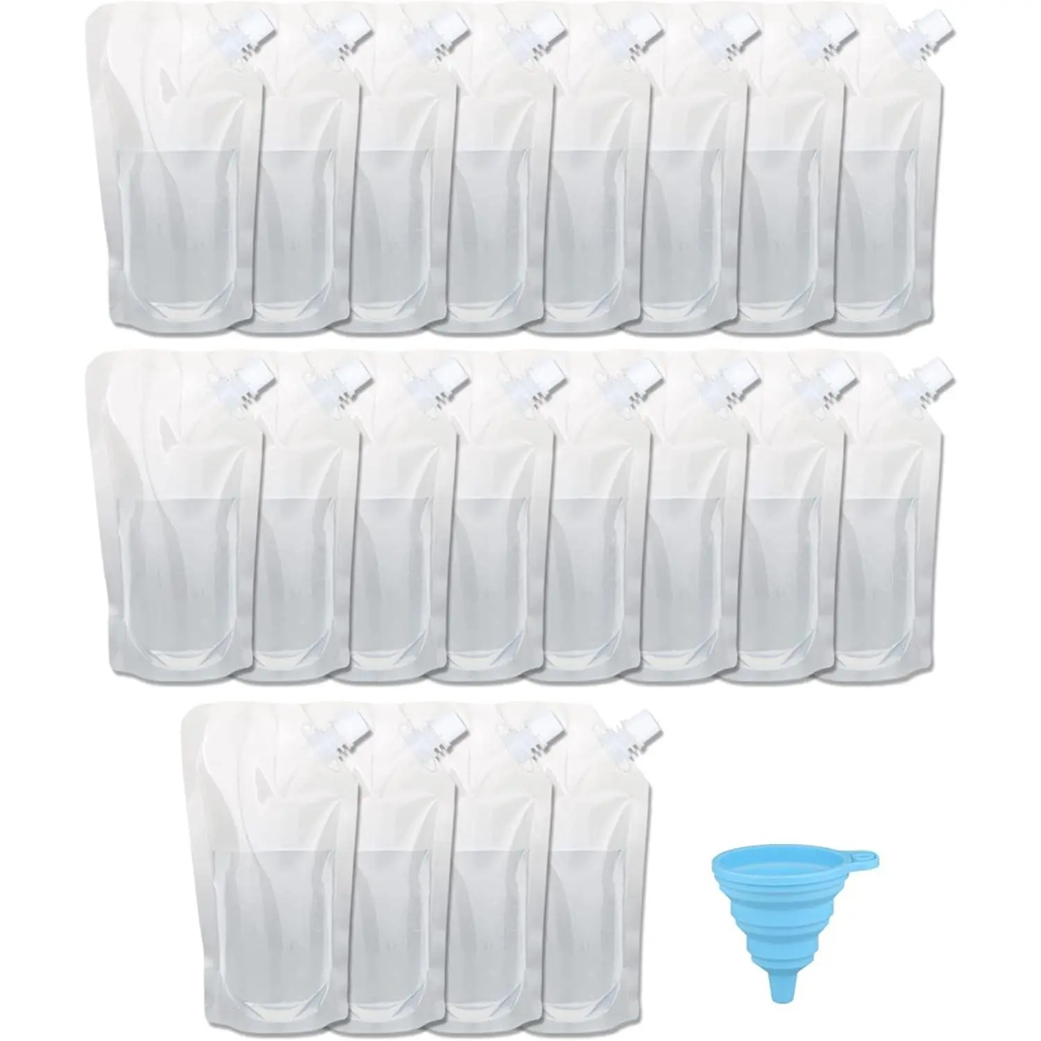 20 Pcs 16 oz Reusable Plastic Concealable Cruise Liquor Flask Pouches Sneak Travel Alcohol Bags with Funnel