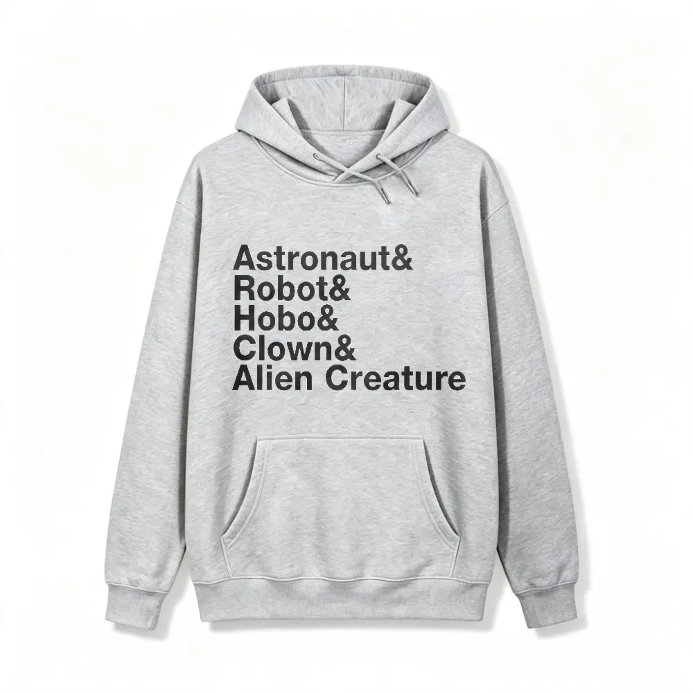 HalloweenMen's Pullover Hoodie Black Astronaut Robot Hobo Clown Alien Creature Text Print Casual Streetwear Daily Wear