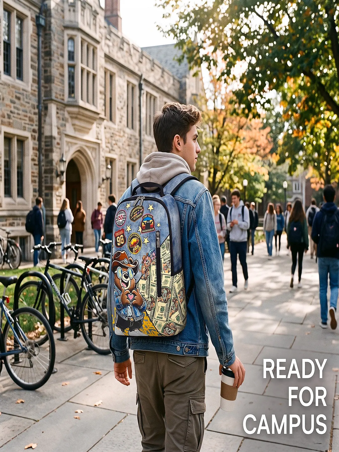 Unisex Denim Backpack, Large Capacity, Fashionable Design, Compatible with A4/b4 Sizes & 17-Inch Laptops, Ideal for Travel & Business, 26L, Outdoor Use, Student Backpack